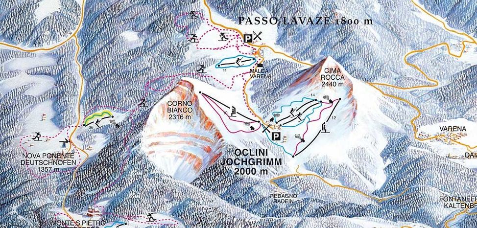 Information about the ski resort Jochgrimm - Passo Oclini - Dolomites