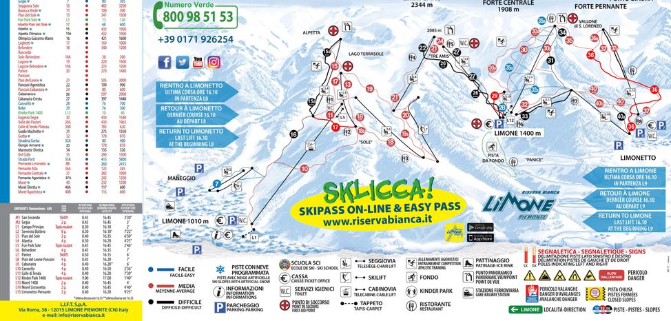 Information about the ski resort Limone Piemonte - Riserva Bianca