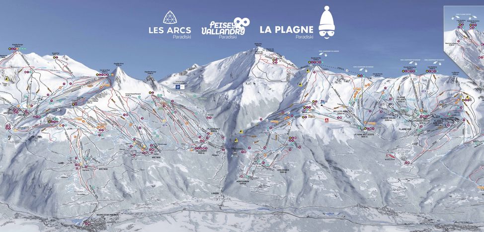 Information about the ski resort Paradiski (Les Arcs – Peisey Vallendry – La Plagne)