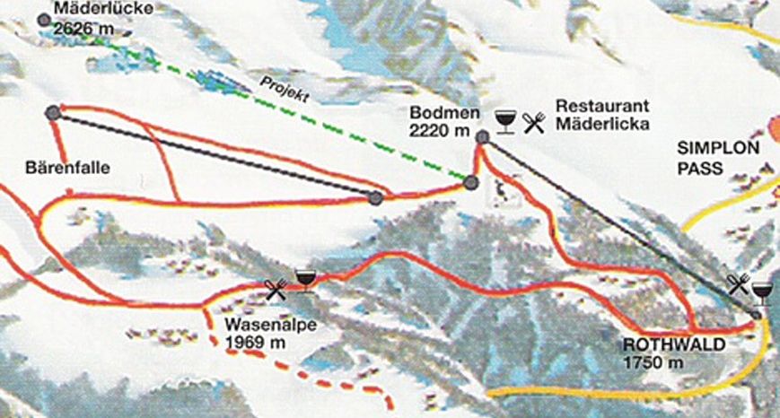 Information about the ski resort Rothwald Wasenalp am Simplon