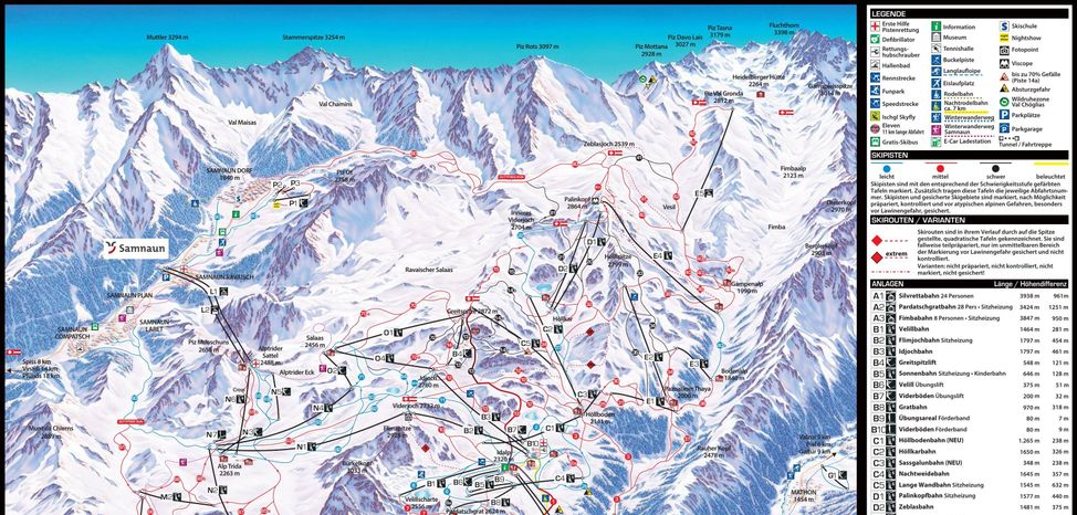 Information about the ski resort Samnaun (Silvretta Arena)