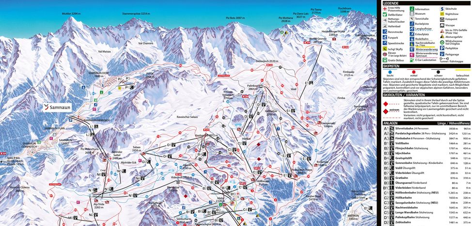 Information about the ski resort Samnaun (Silvretta Arena)