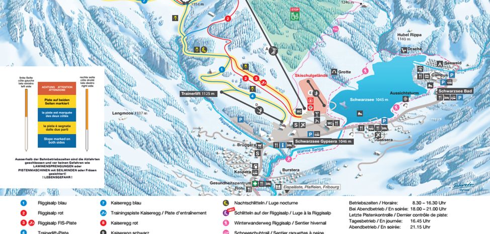 Information about the ski resort Schwarzsee Riggisalp Kaiseregg