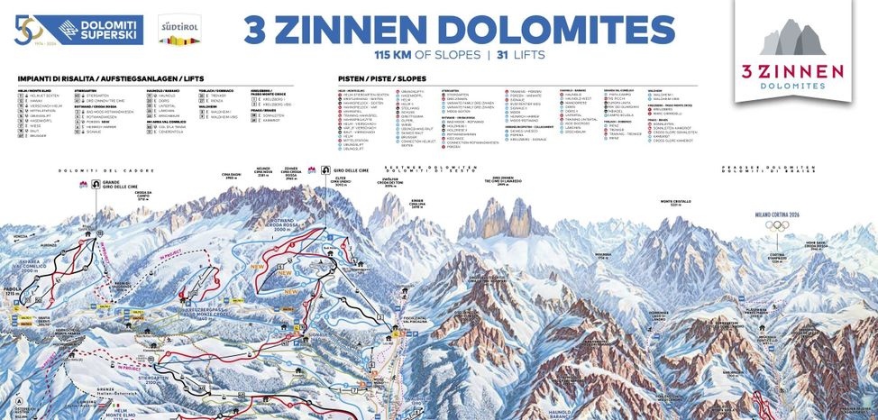 Information about the ski resort 3 Zinnen Dolomites