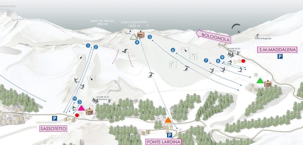 Information about the ski resort Ski Resort Sassotetto – Santa Maria Maddalena