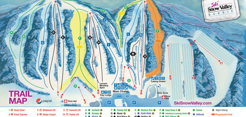 Trail Map Ski Snow Valley Barrie