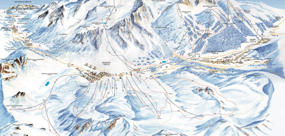 Information about the ski resort Ponte di Legno - Tonale - Temù - Presena Glacier