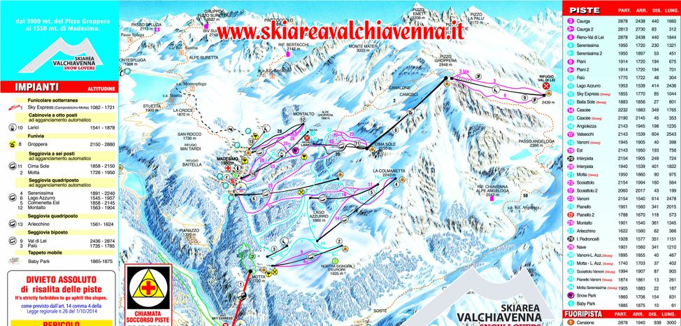 Information about the ski resort Valchiavenna