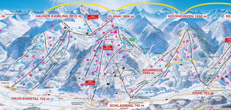 Information about the ski resort 4 Berge Skischaukel (Planai, Hauser Kaibling, Hochwurzen, Reiteralm)