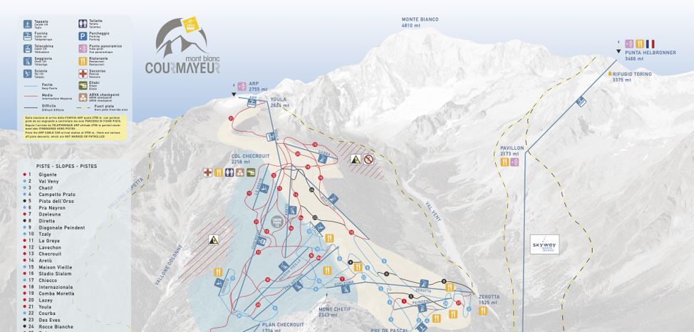 Pistenplan Courmayeur Mont Blanc
