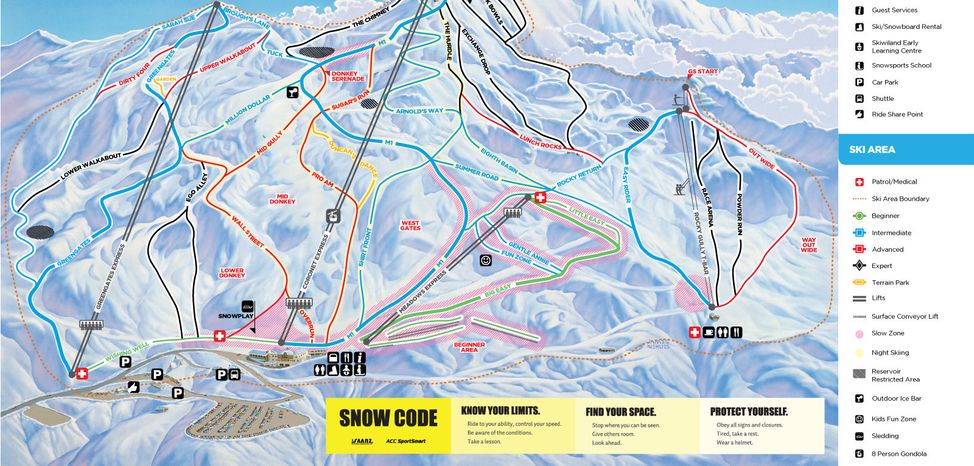 Pistenplan Coronet Peak