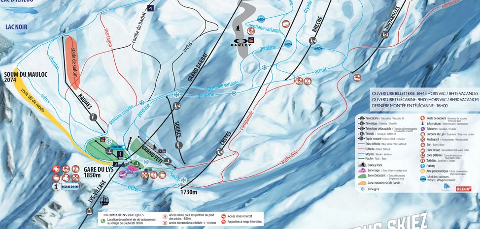 Pistenplan Cauterets Cirque du Lys