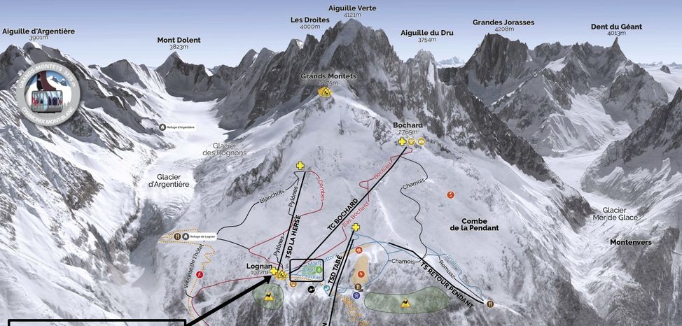 Pistenplan Les Grands Montets