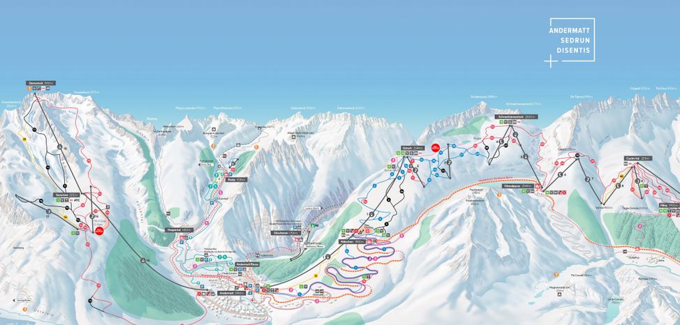 Detaillierte Infos zum Skiurlaub im Skigebiet SkiArena Andermatt-Sedrun