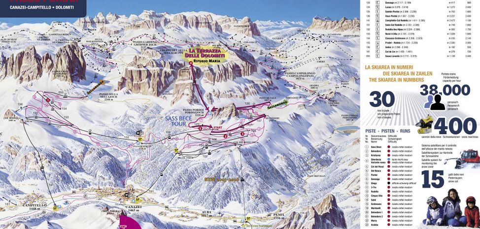 Pistenplan Belvedere Col Rodella Passo Pordoi