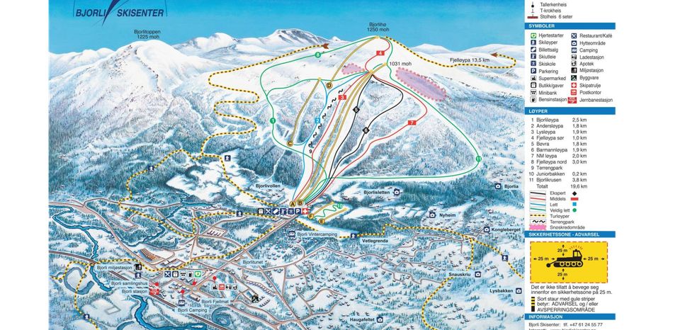 Pistenplan Skigebiet Bjorli