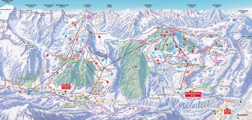 Detaillierte Infos zum Skiurlaub im Skigebiet Bergbahnen Brandnertal