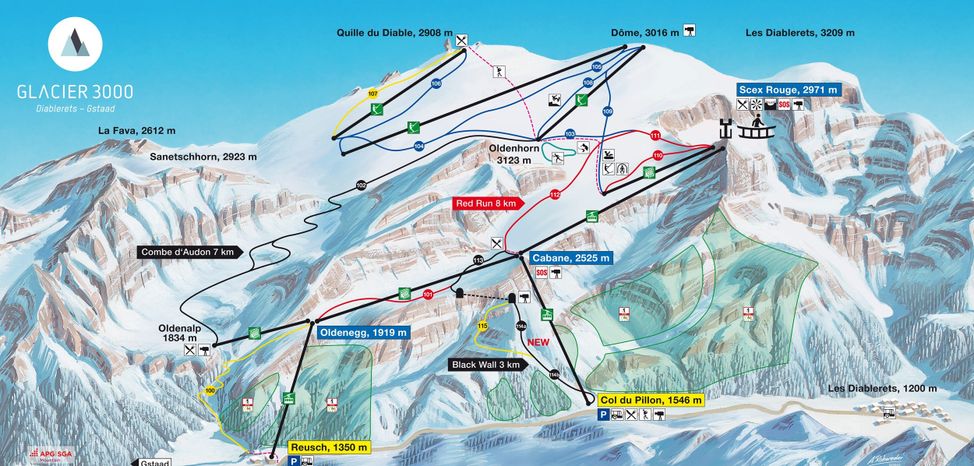 Pistenplan Glacier 3000