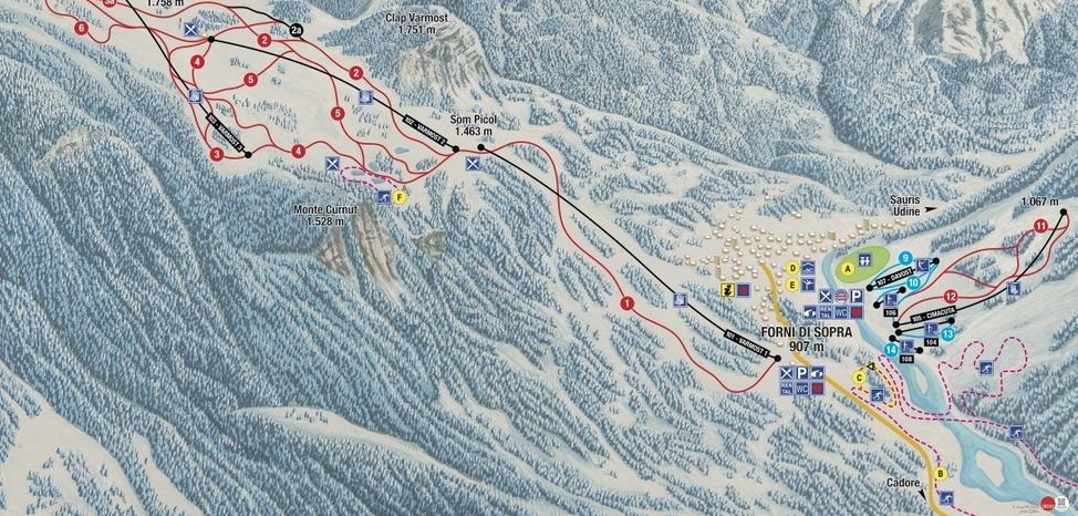 Pistenplan Forni di Sopra