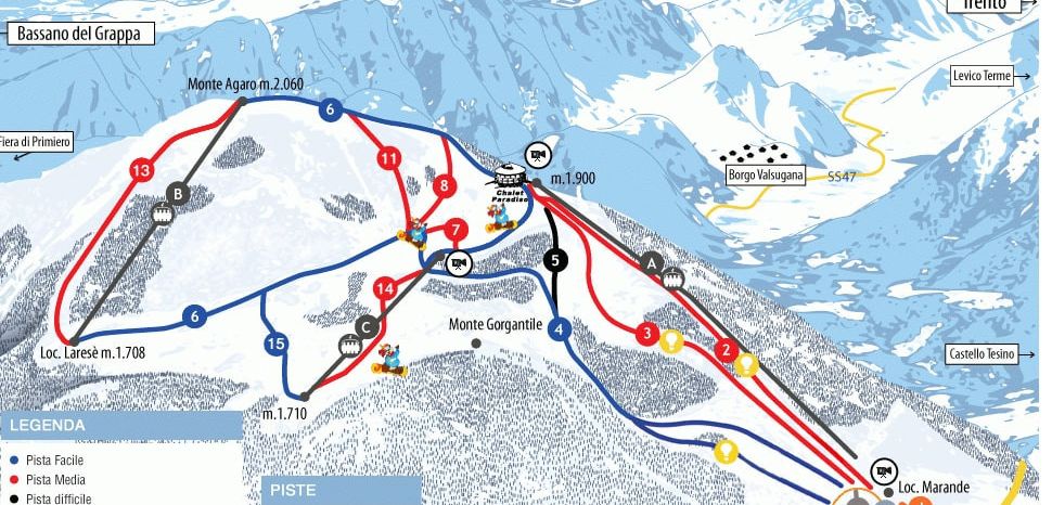 Pistenplan Funivie Lagorai - Passo Brocon