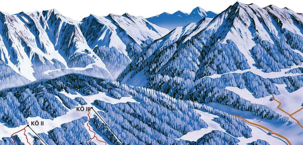 Pistenplan des Skigebiets Königsberg.