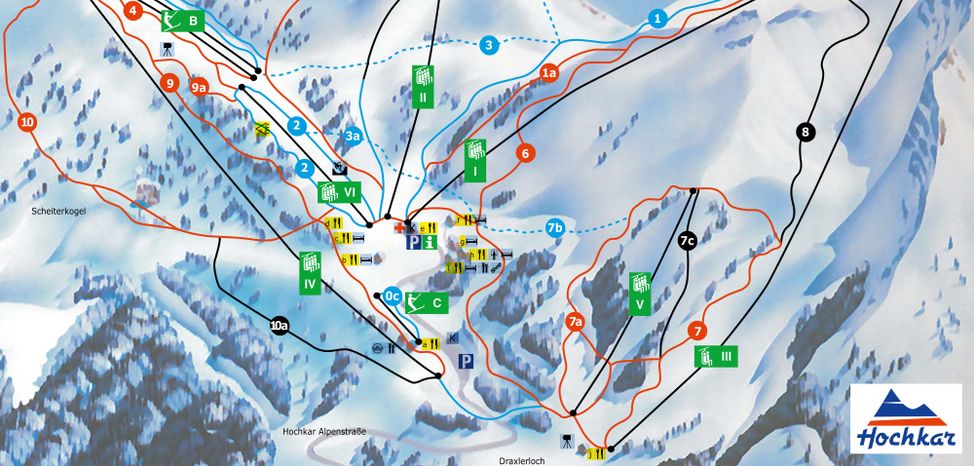 Pistenplan des Skigebiets Hochkar- Göstling