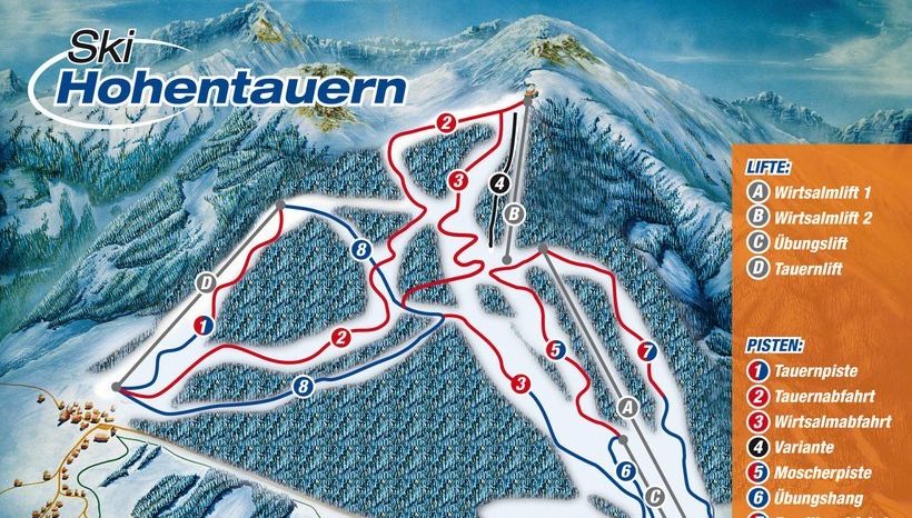 Pistenplan Hohentauern in der Steiermark