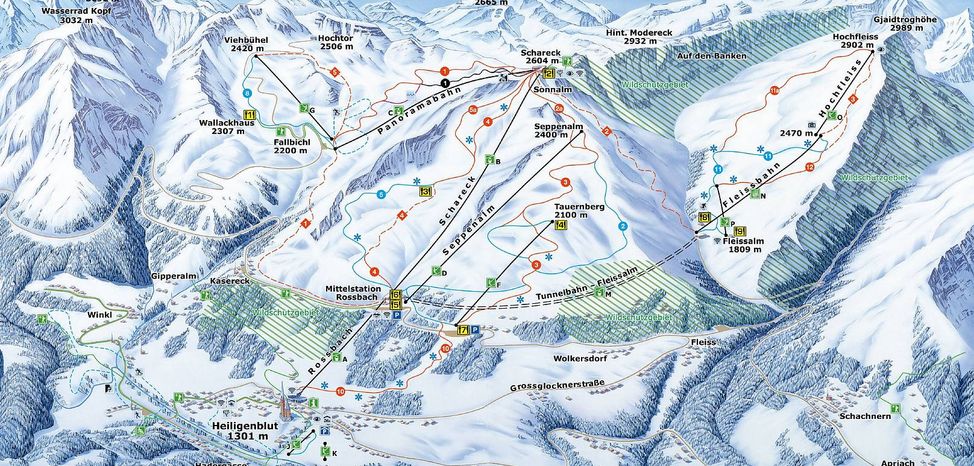 Pistenplan vom Skigebiet Grossglockner/Heiligenblut in Kärnten