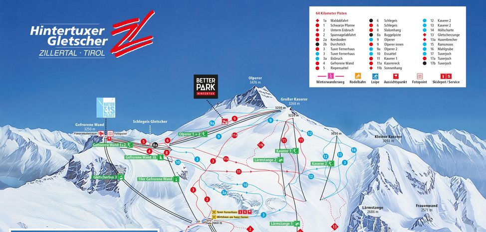 Pistenplan Hintertuxer Gletscher