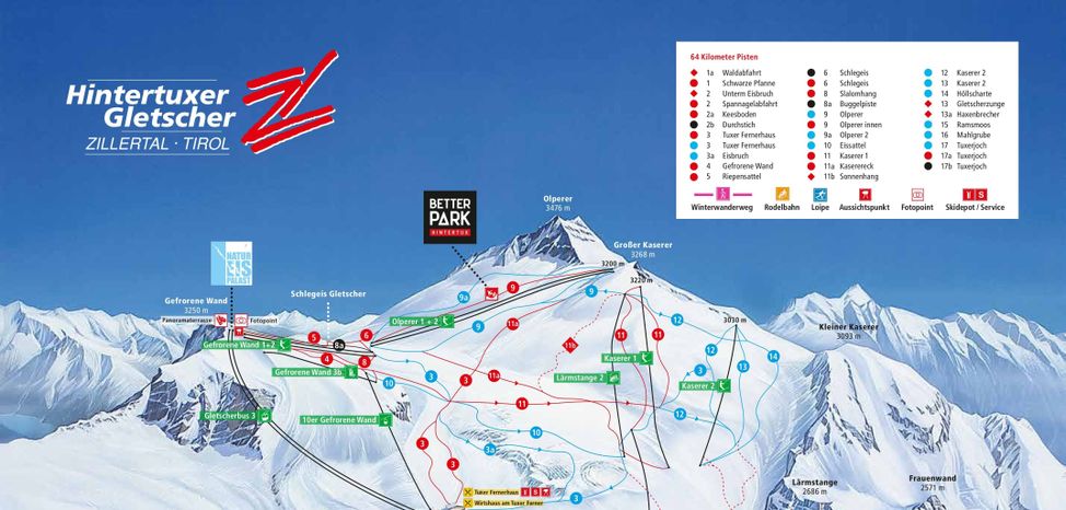 Detaillierte Infos zum Skiurlaub im Skigebiet Hintertuxer Gletscher