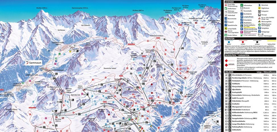 Pistenplan Ischgl - Samnaun (Silvretta Arena)