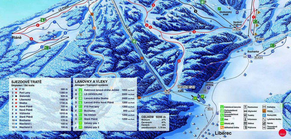 Pistenplan Skigebiet Jested