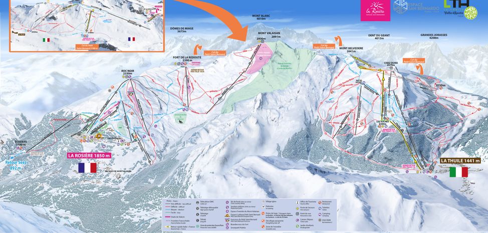 Pistenplan La Rosière - La Thuile (Espace San Bernardo)