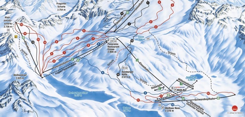 Pistenplan Mölltaler Gletscher