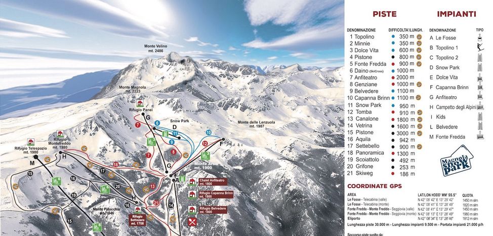 Pistenplan Monte Magnola - Ovindoli