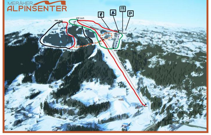 Pistenplan Meraker Alpinsenter