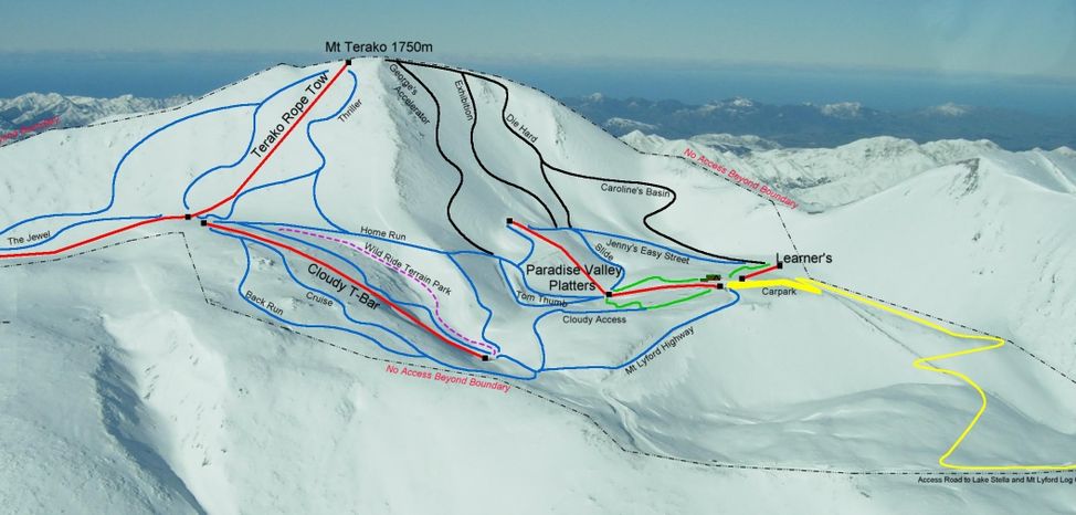 Pistenplan Skigebiet Mt Lyford