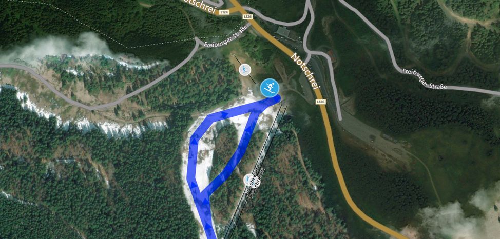 Lage der Skilifte Notschrei aus der Vogelperspektive