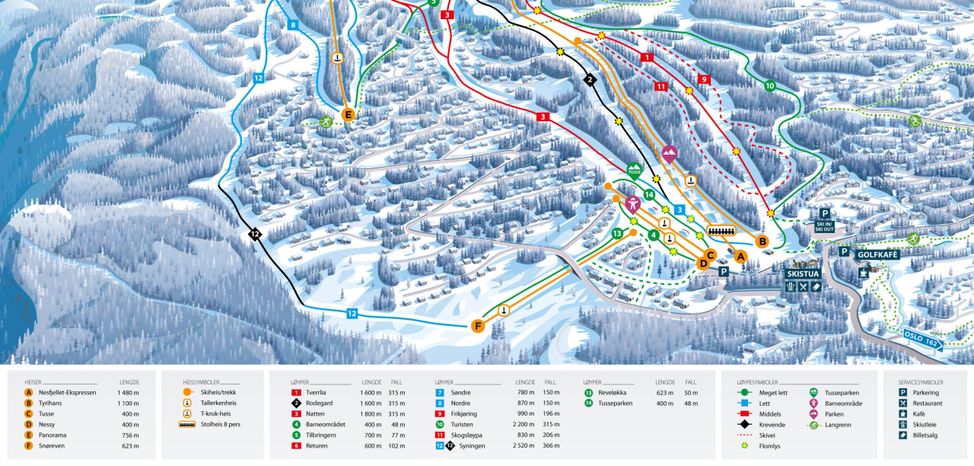 Pistenplan Nesfjellet