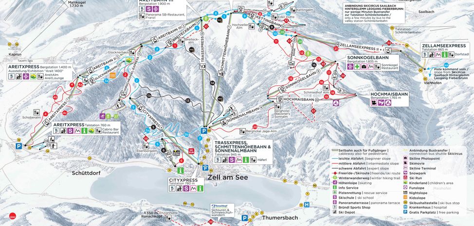 Der Pistenplan von Schmitten - Zell am See.
