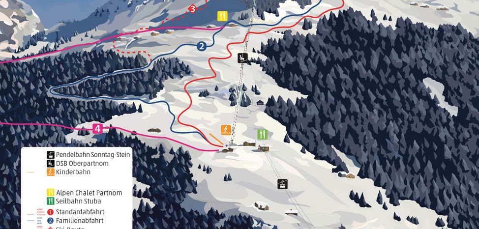 Pistenplan Seilbahnen Sonntag
