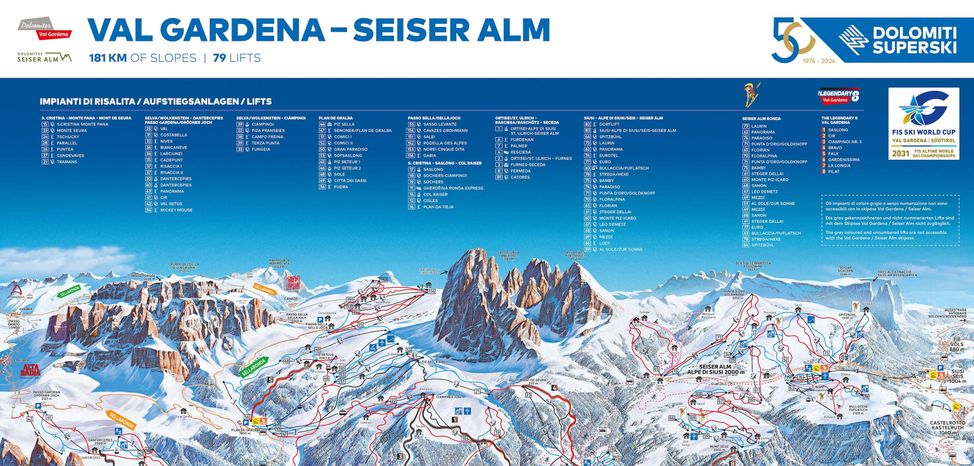 Detaillierte Infos zum Skiurlaub im Skigebiet Seiser Alm