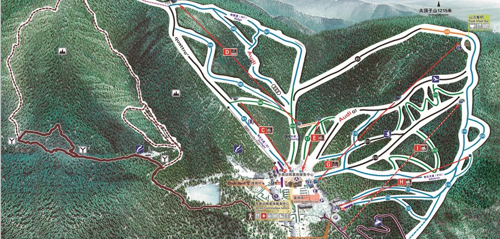 Pistenplan Beidahu Ski Resort in China