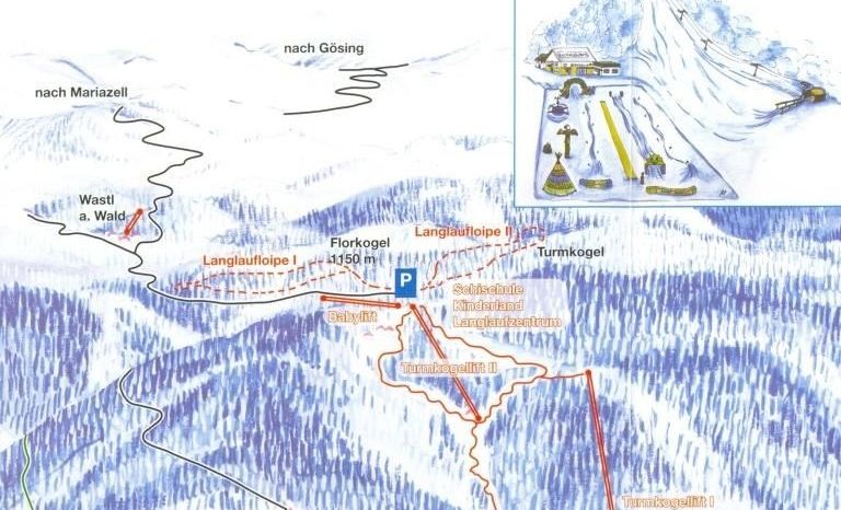 Pistenplan der Skilifte in Puchenstuben