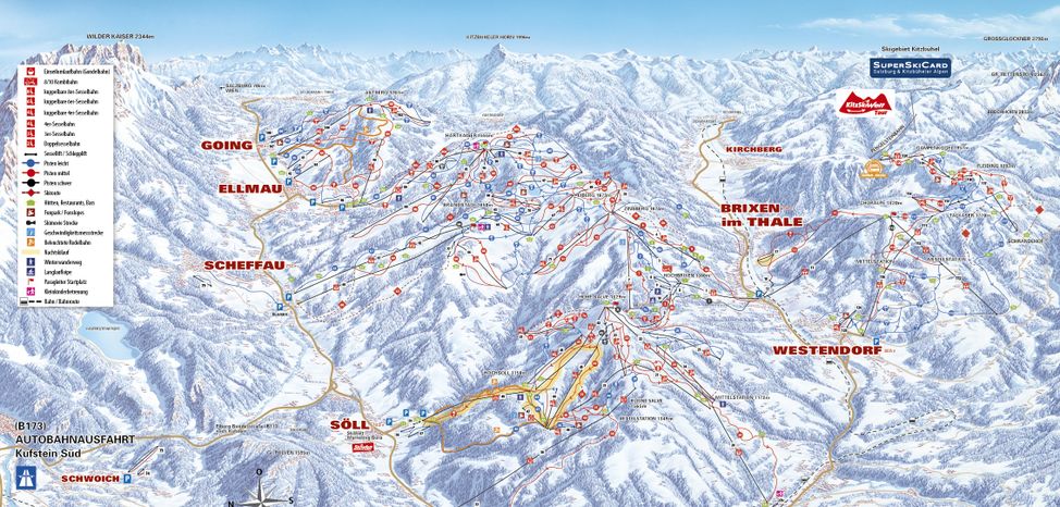 SkiWelt Pistenplan Panorama Winter