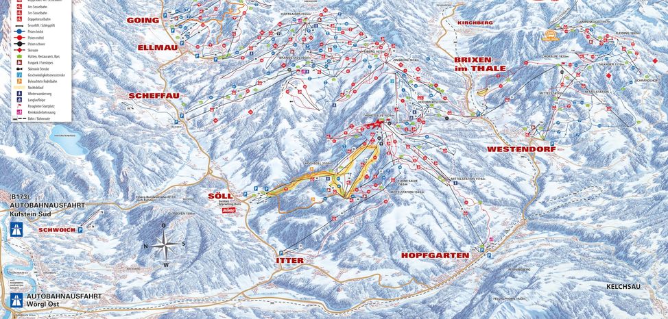 Pistenplan SkiWelt Wilder Kaiser - Brixental