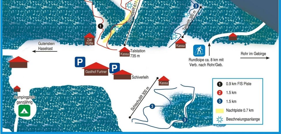 Pistenplan Furtnerlifte Rohr im Gebirge