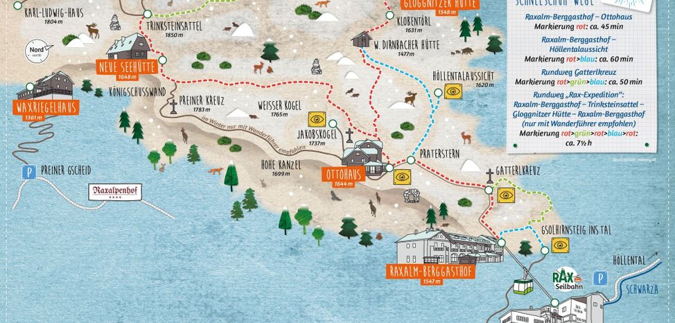 Schneeschuh-Wanderwege Raxalpe