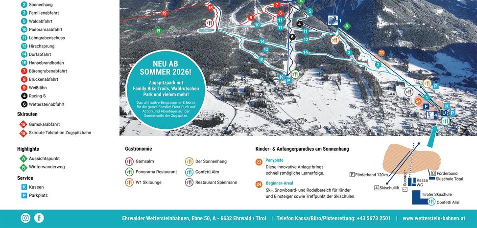 Pistenplan Ehrwalder Wettersteinbahnen