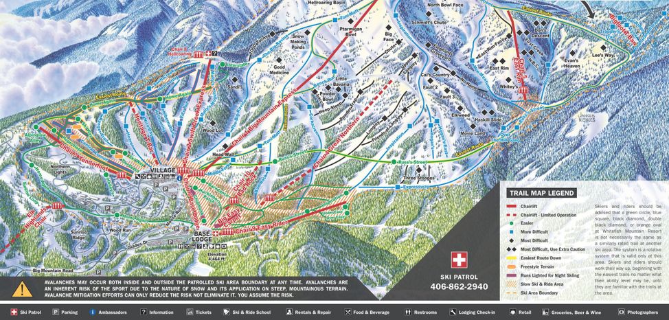 Pistenplan Whitefish Mountain Resort